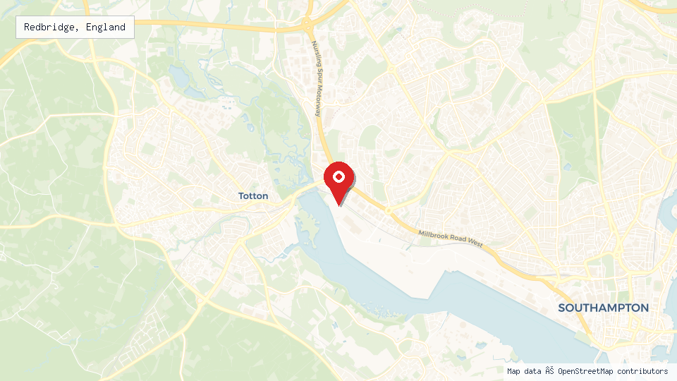 Street map of Redbridge, England with location pin