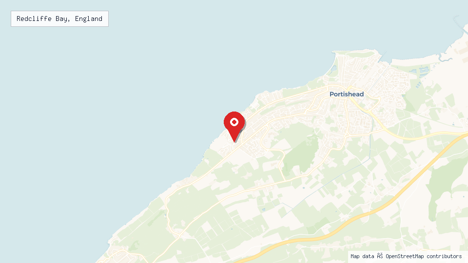 Street map of Redcliffe Bay, England with location pin