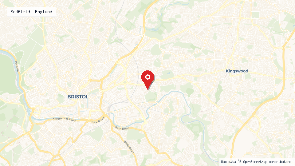 Street map of Redfield, England with location pin