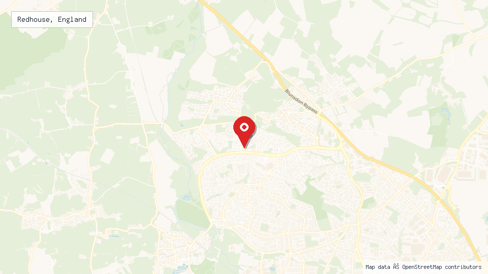 Street map of Redhouse, England with location pin