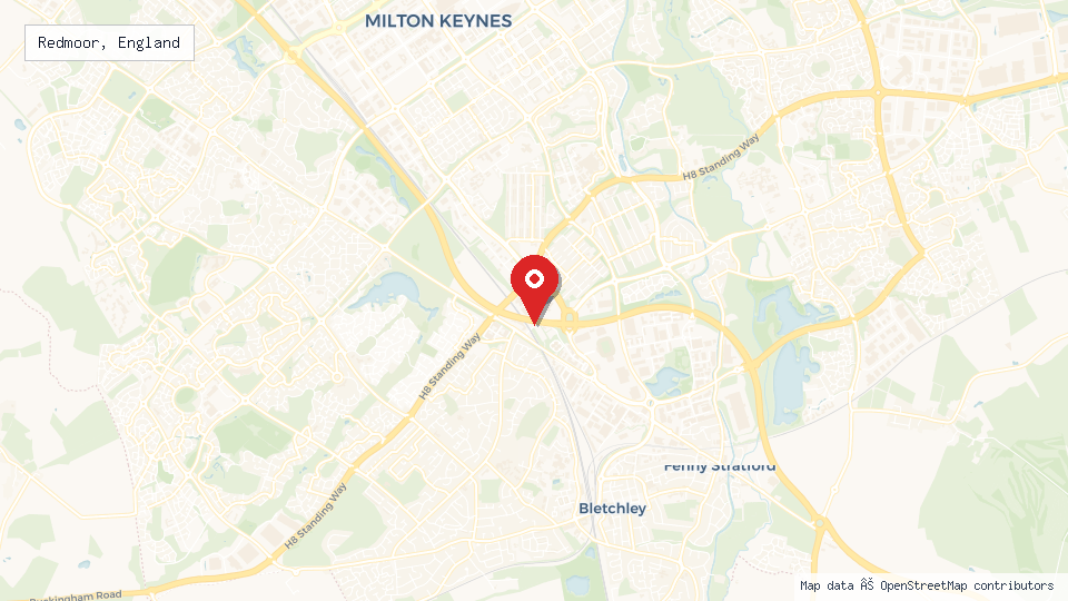 Street map of Redmoor, England with location pin