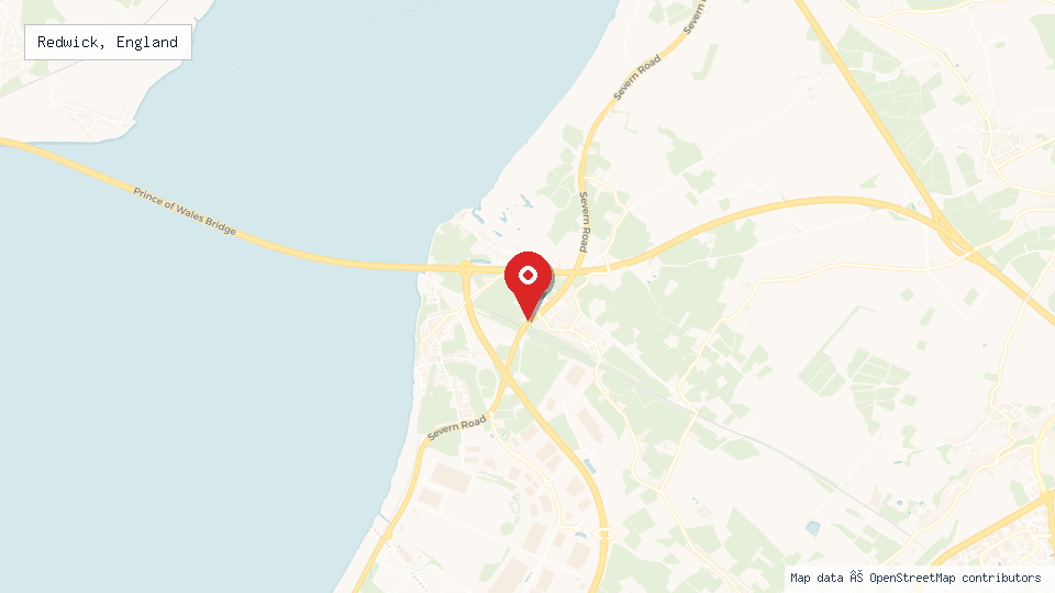 Street map of Redwick, England with location pin