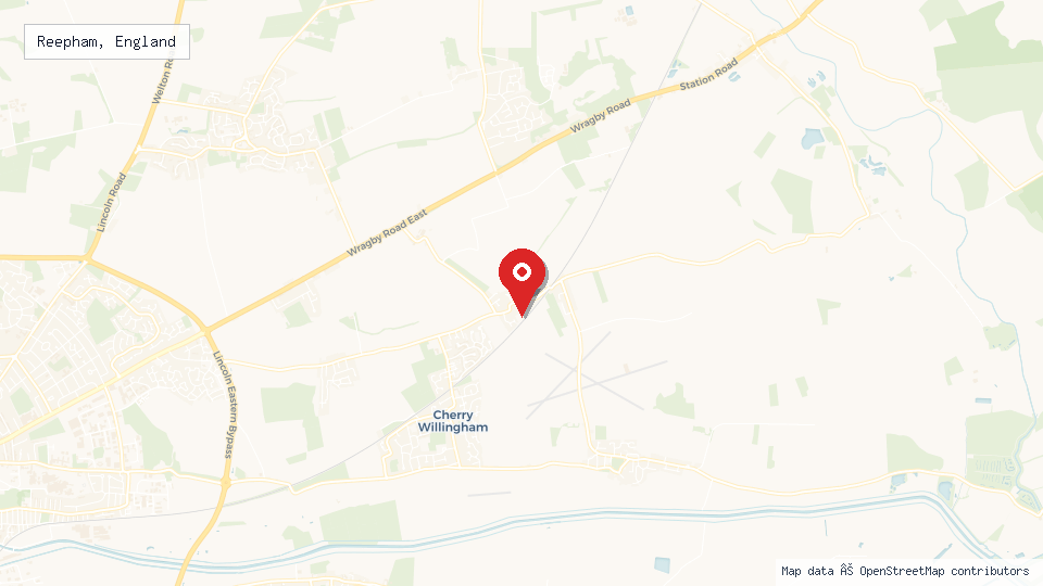 Street map of Reepham, England with location pin