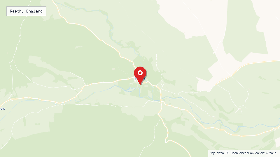 Street map of Reeth, England with location pin