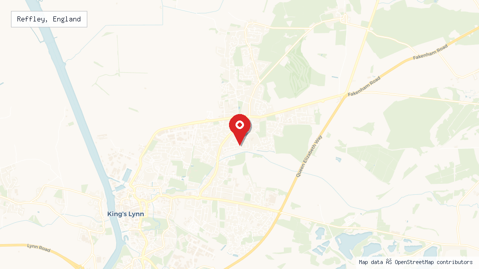 Street map of Reffley, England with location pin