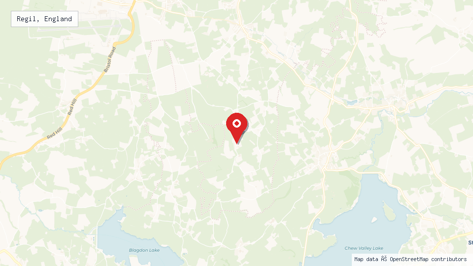 Street map of Regil, England with location pin