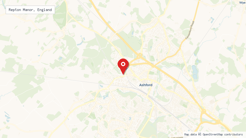 Street map of Repton Manor, England with location pin