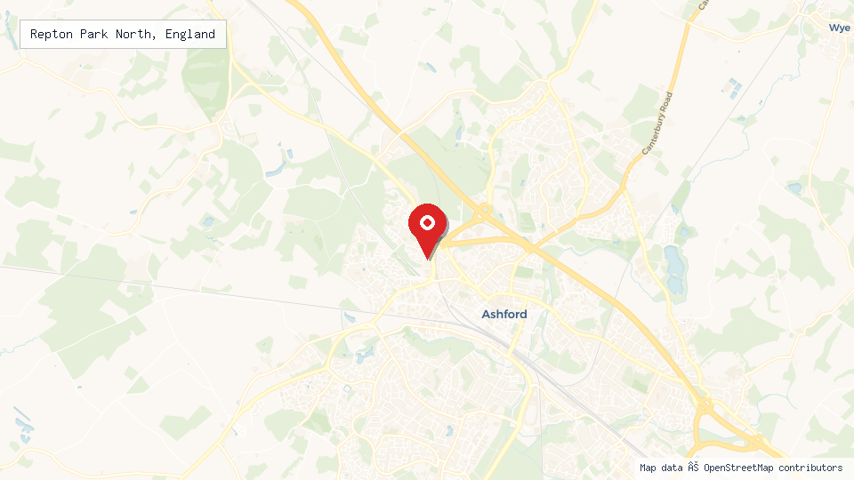 Street map of Repton Park North, England with location pin