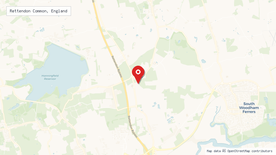 Street map of Rettendon Common, England with location pin