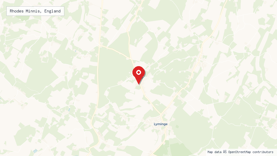 Street map of Rhodes Minnis, England with location pin