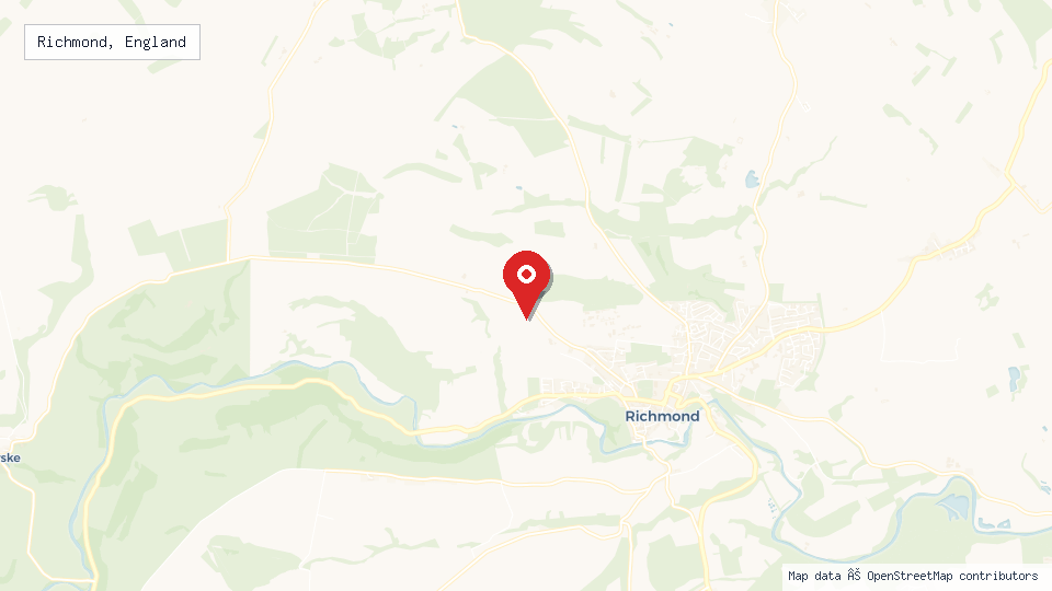 Street map of Richmond, England with location pin