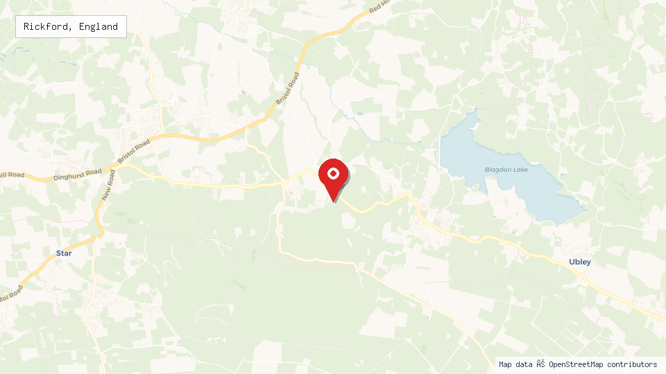 Street map of Rickford, England with location pin