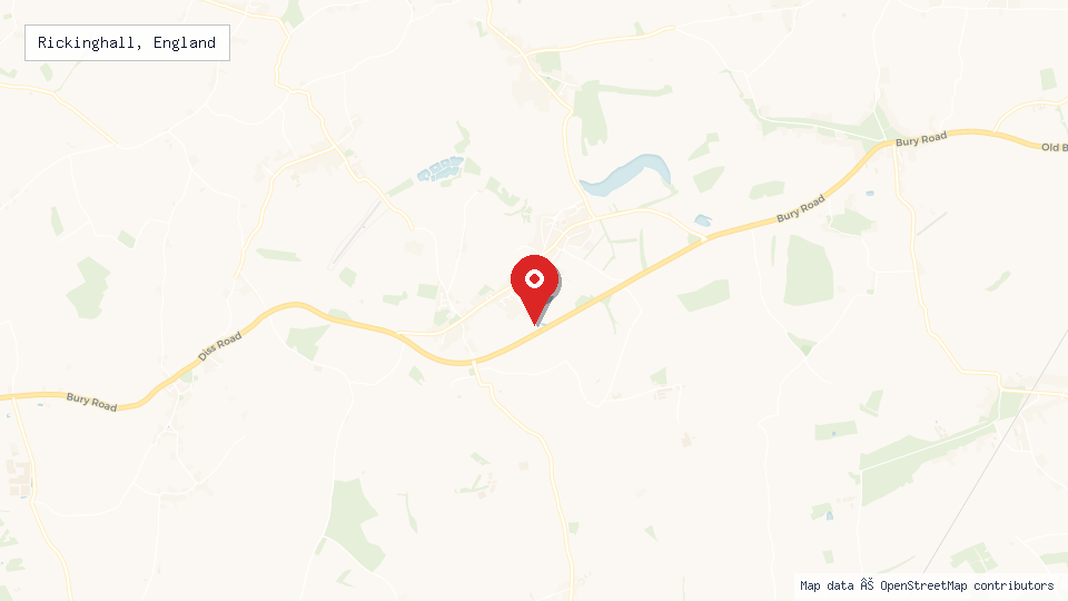 Street map of Rickinghall, England with location pin