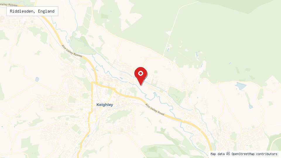 Street map of Riddlesden, England with location pin