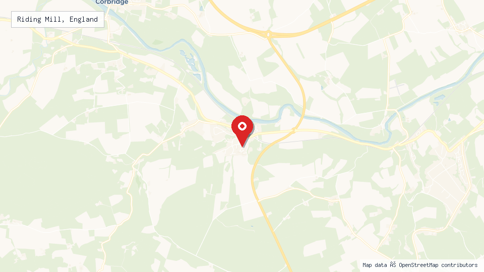 Street map of Riding Mill, England with location pin