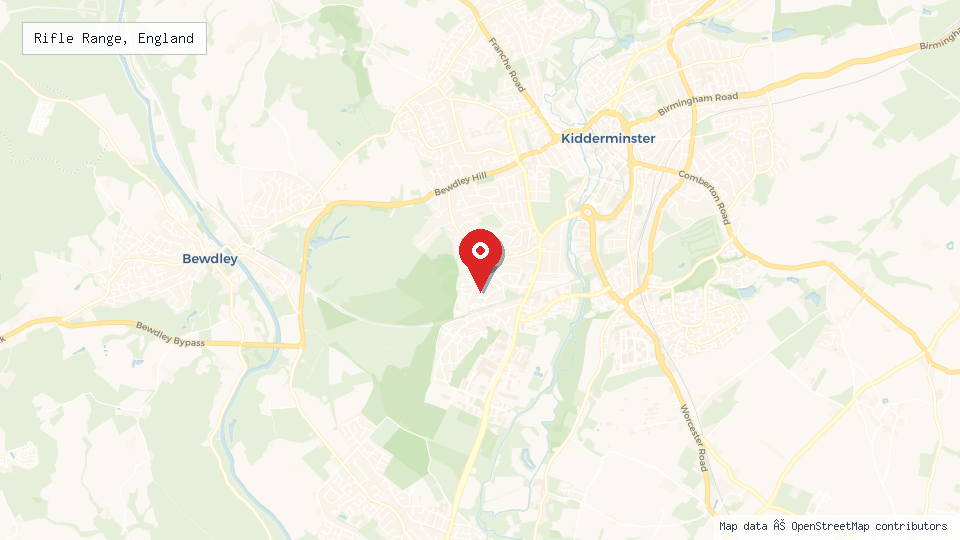 Street map of Rifle Range, England with location pin