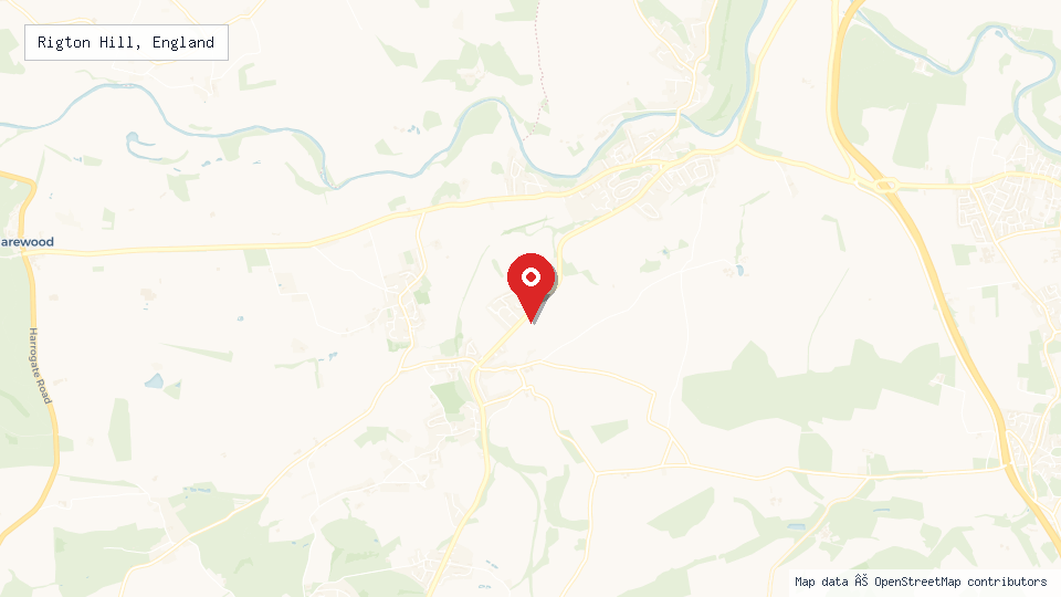 Street map of Rigton Hill, England with location pin