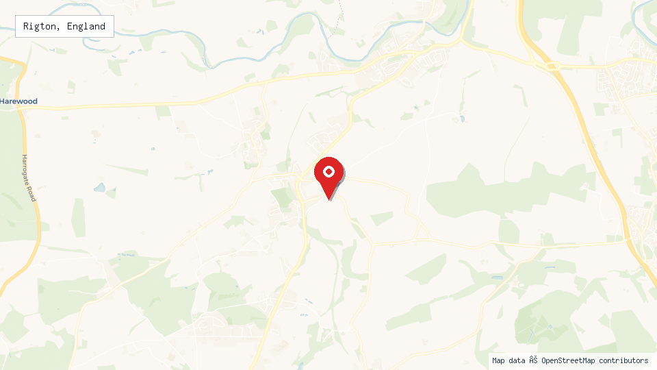 Street map of Rigton, England with location pin