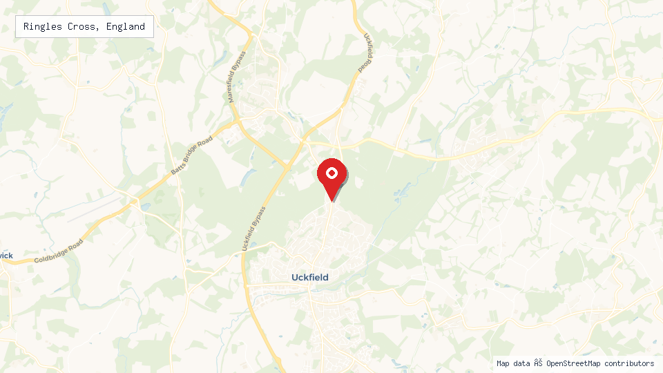 Street map of Ringles Cross, England with location pin