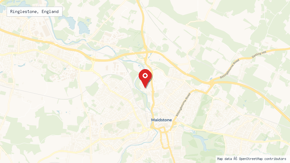 Street map of Ringlestone, England with location pin
