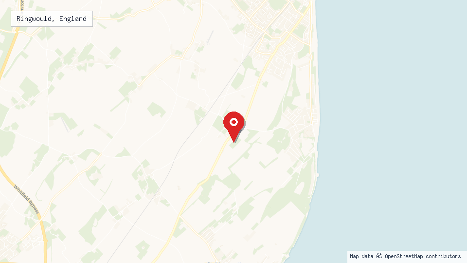 Street map of Ringwould, England with location pin