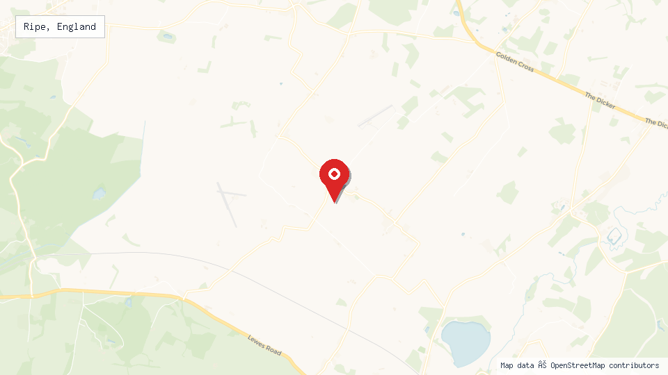 Street map of Ripe, England with location pin