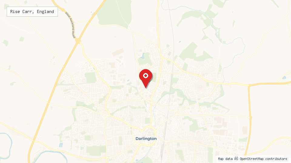 Street map of Rise Carr, England with location pin