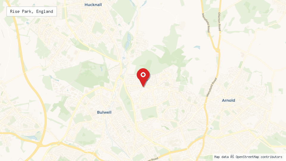 Street map of Rise Park, England with location pin
