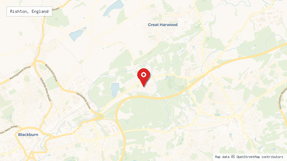Street map of Rishton, England with location pin