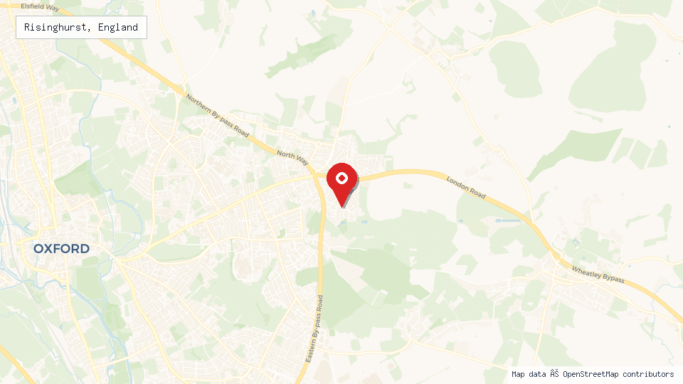Street map of Risinghurst, England with location pin
