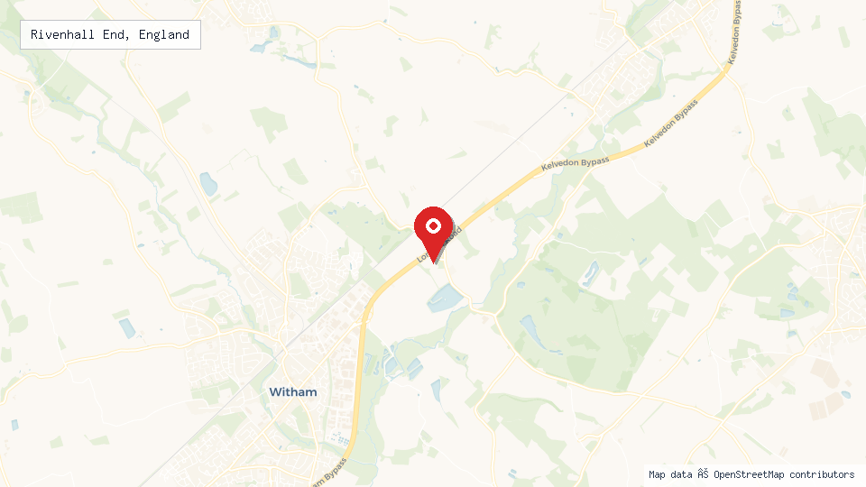 Street map of Rivenhall End, England with location pin