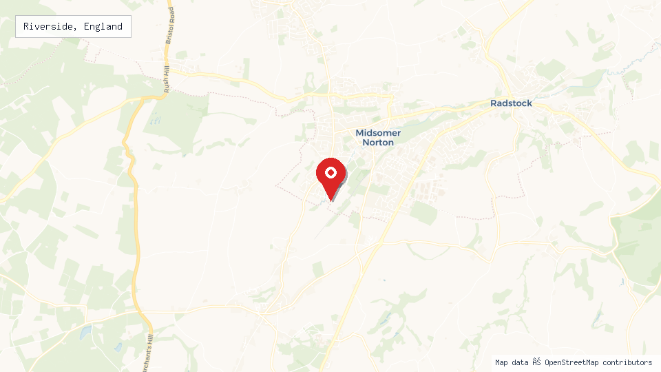 Street map of Riverside, England with location pin