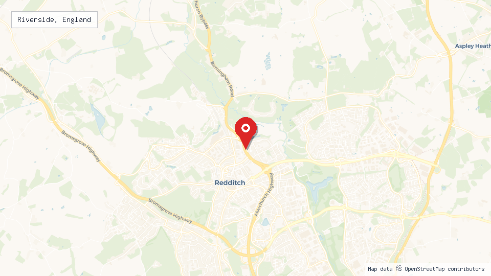 Street map of Riverside, England with location pin