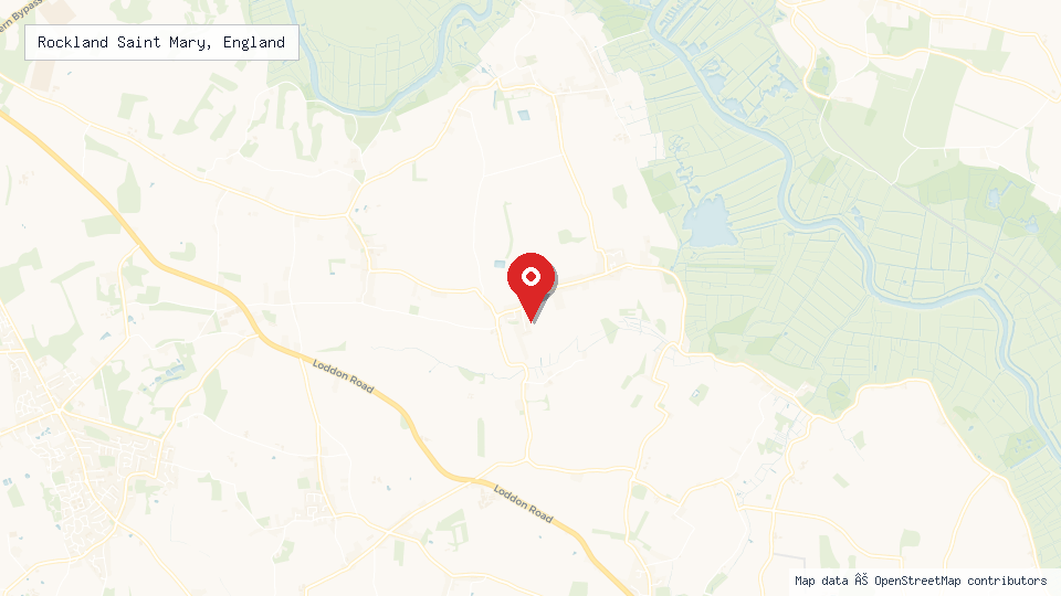 Street map of Rockland Saint Mary, England with location pin