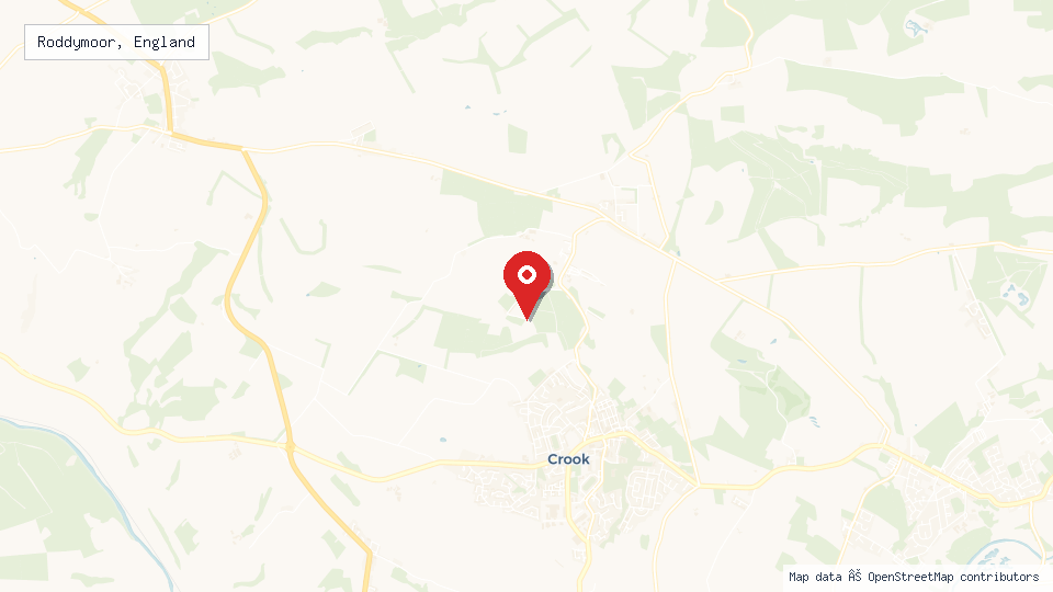 Street map of Roddymoor, England with location pin