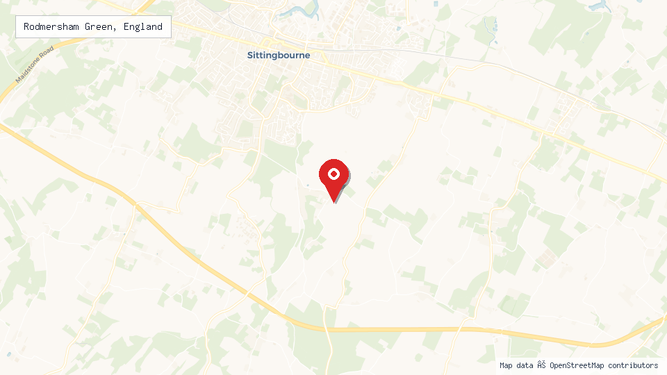 Street map of Rodmersham Green, England with location pin