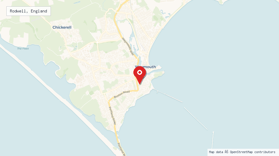 Street map of Rodwell, England with location pin