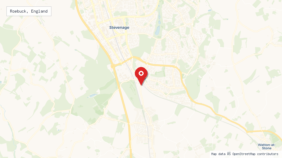 Street map of Roebuck, England with location pin