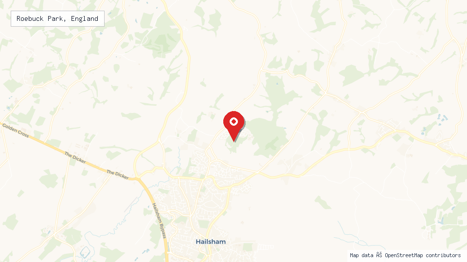 Street map of Roebuck Park, England with location pin