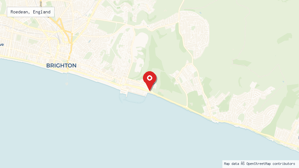 Street map of Roedean, England with location pin