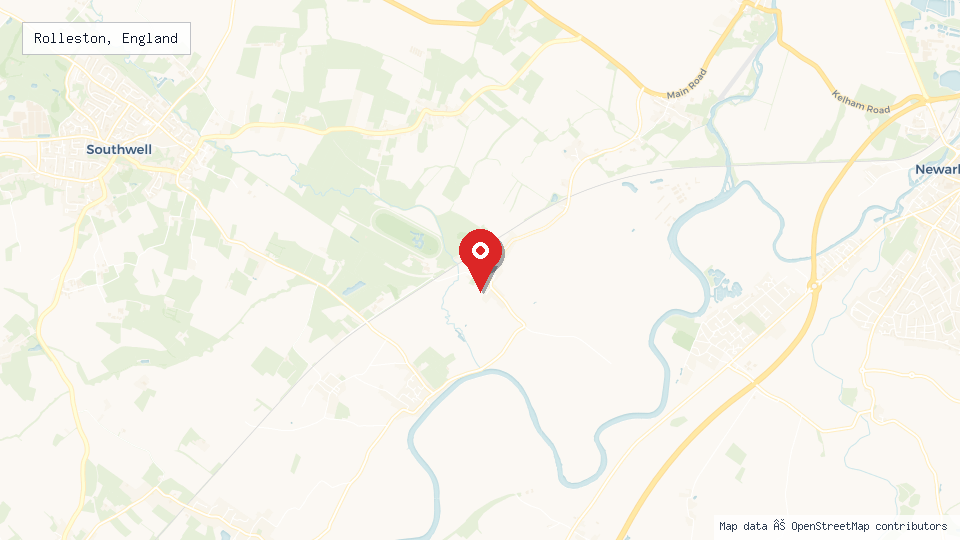 Street map of Rolleston, England with location pin