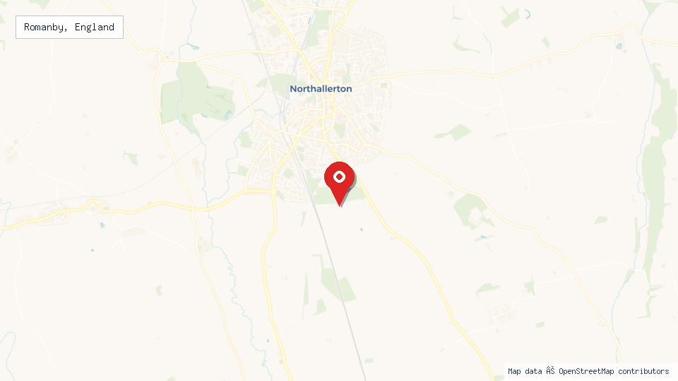 Street map of Romanby, England with location pin