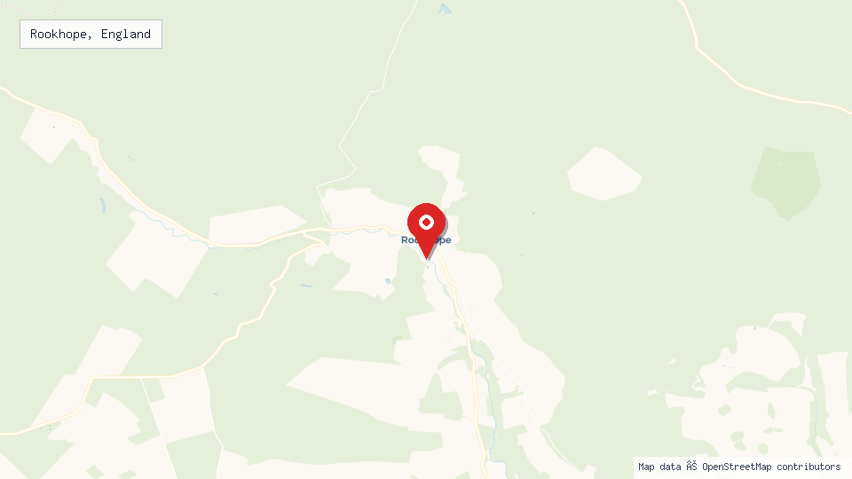 Street map of Rookhope, England with location pin