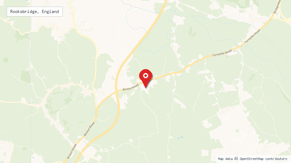 Street map of Rooksbridge, England with location pin