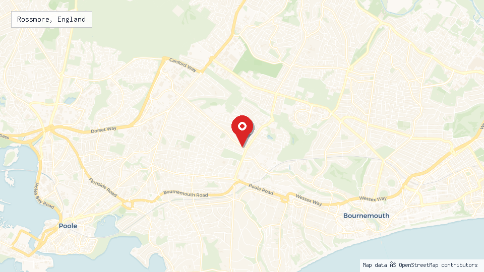 Street map of Rossmore, England with location pin
