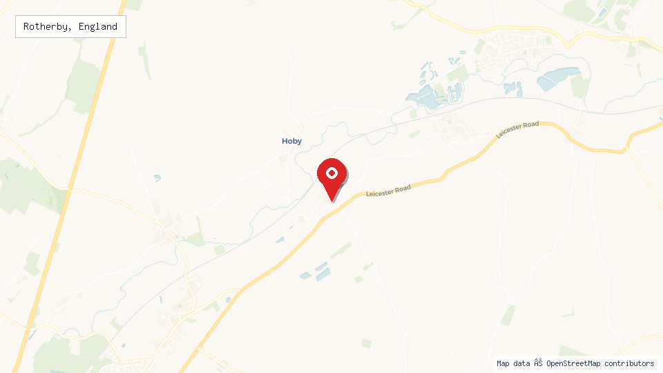 Street map of Rotherby, England with location pin