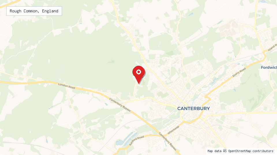 Street map of Rough Common, England with location pin