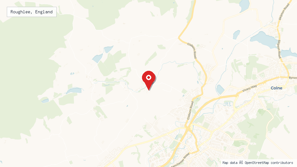 Street map of Roughlee, England with location pin