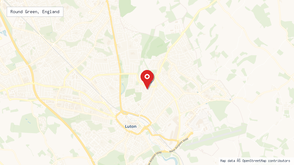 Street map of Round Green, England with location pin