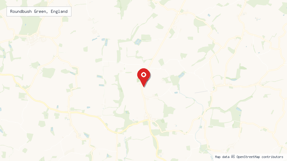 Street map of Roundbush Green, England with location pin